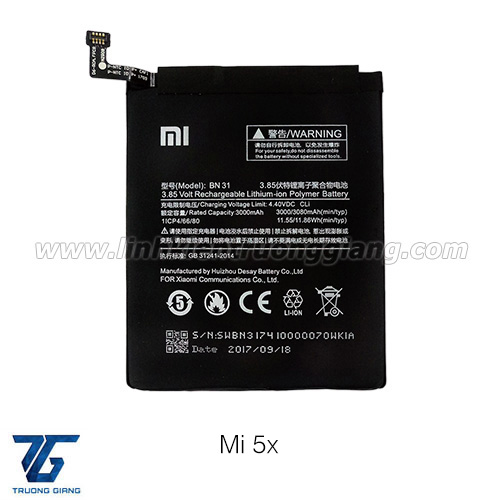 PIN XIAOMI BN31 / REDMi 5X / REDMI A1 / REDMI S2 / REDMI NOTE 5A / REDMI NOTE 5A PRIME