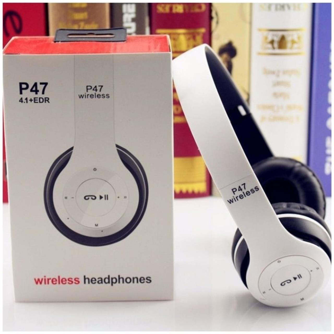 Tai nghe bluetooth p47 chụp tai không dây - tích hợp mic và khe thẻ nhớ