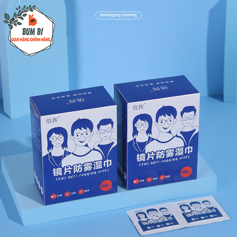 Hộp 100 Khăn Lau Kính Cận Phủ Lớp Nano Chống Mờ Sương, Khăn Giấy Lau Kính Chống Bám Bụi Và Vân Tay Chống Trầy Đa Năng. - BUMSTORE