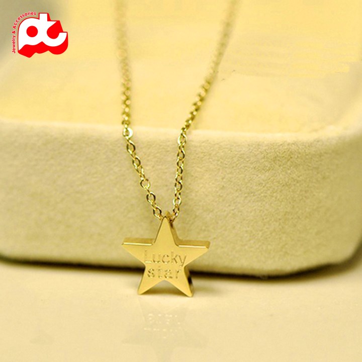Dây chuyền nữ titan Ngôi Sao Khắc Chữ Lucky Star cao cấp thép không gỉ DCNUT65