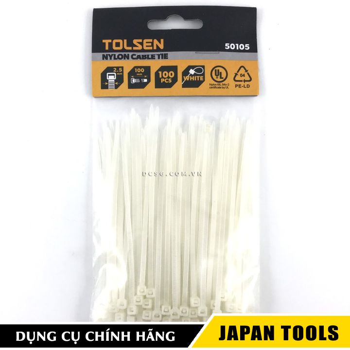 Dây rút trắng 2.5x100mm tolsen 50105 | japan tools