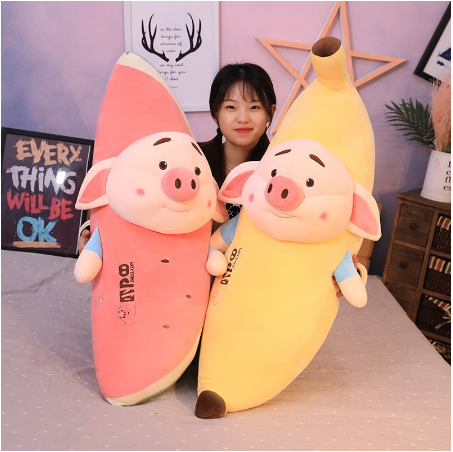 Gối Ôm Gấu Bông Ôm Ngủ Thú Nhồi Bông Chuối Dưa Hấu Mặt Heo TikTok Vải Dãn 4 Chiều Ngộ Nghĩnh Đáng Yêu Dễ Thương