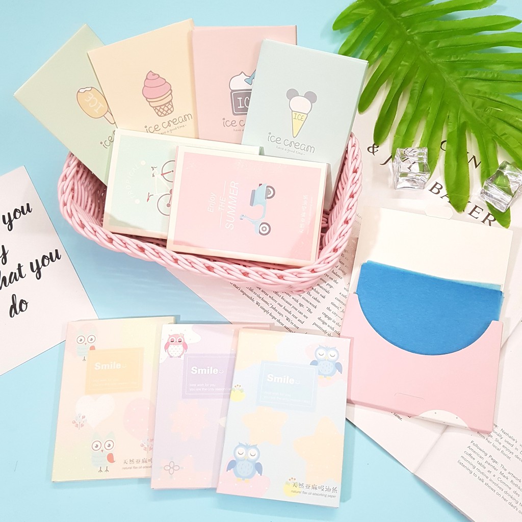 Gói 50 tờ Giấy Thấm Dầu Hút Nhờn giảm mụn Nội Địa Chính Hãng skincare