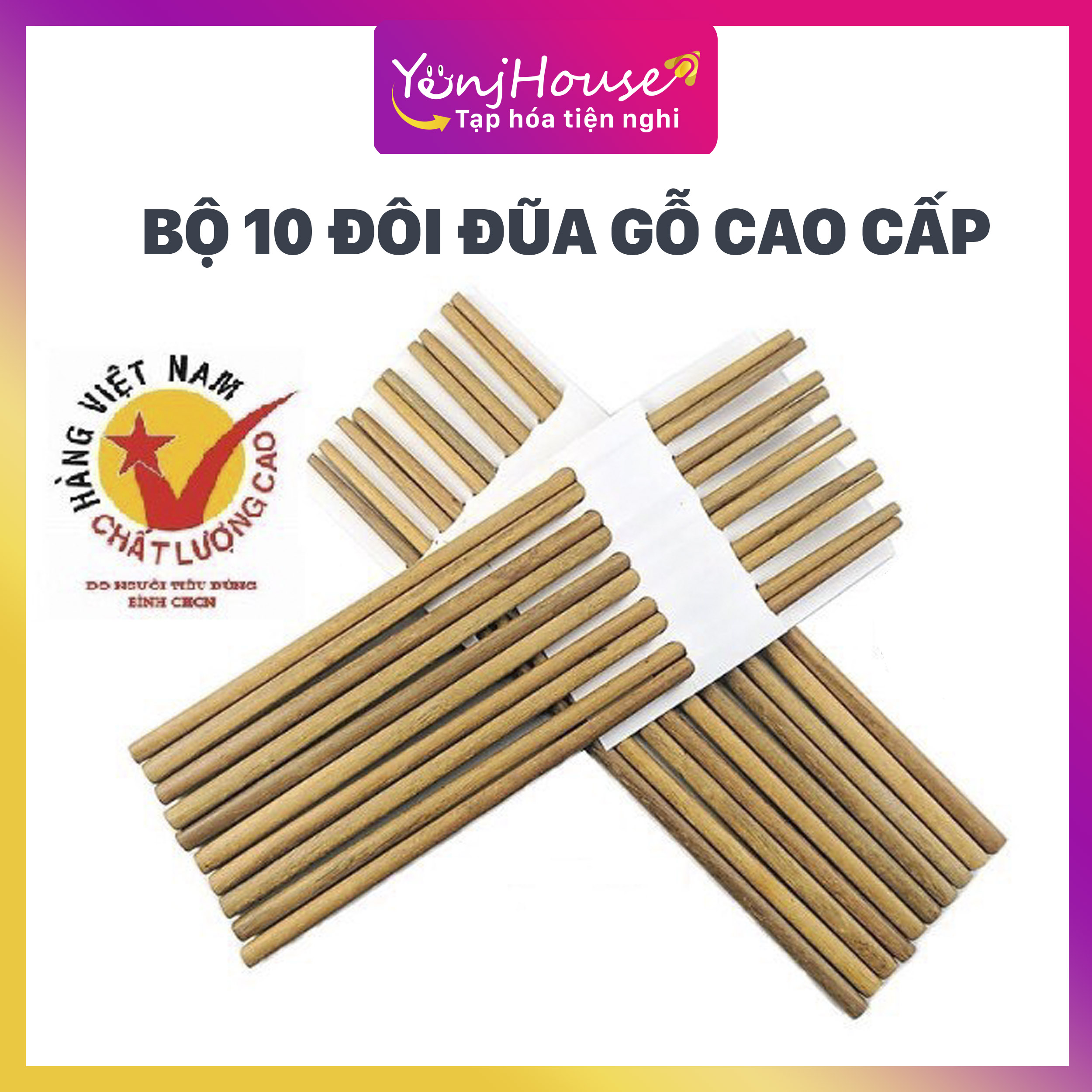 Bộ 10 đôi đũa gỗ cao cấp - yenjhouse