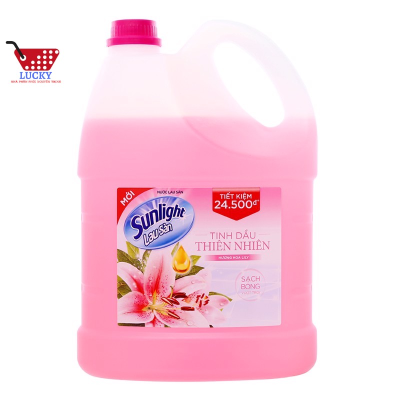 Nước Lau Sàn Sunlight 3,8kg-Hương Hoa Lily- Can Hồng