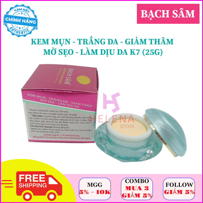 Kem mụn, dưỡng da bạch sâm k7 trị mụn, trắng da, thâm, mờ sẹo, làm dịu da