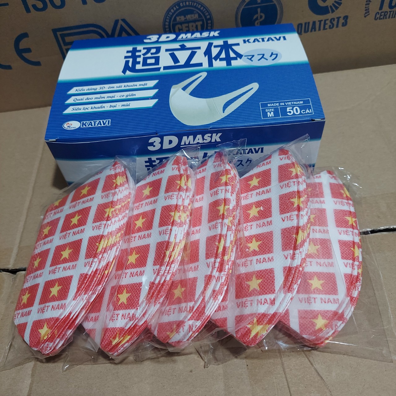Khẩu trang 3d mask hoạ tiết việt nam hộp 50 cái
