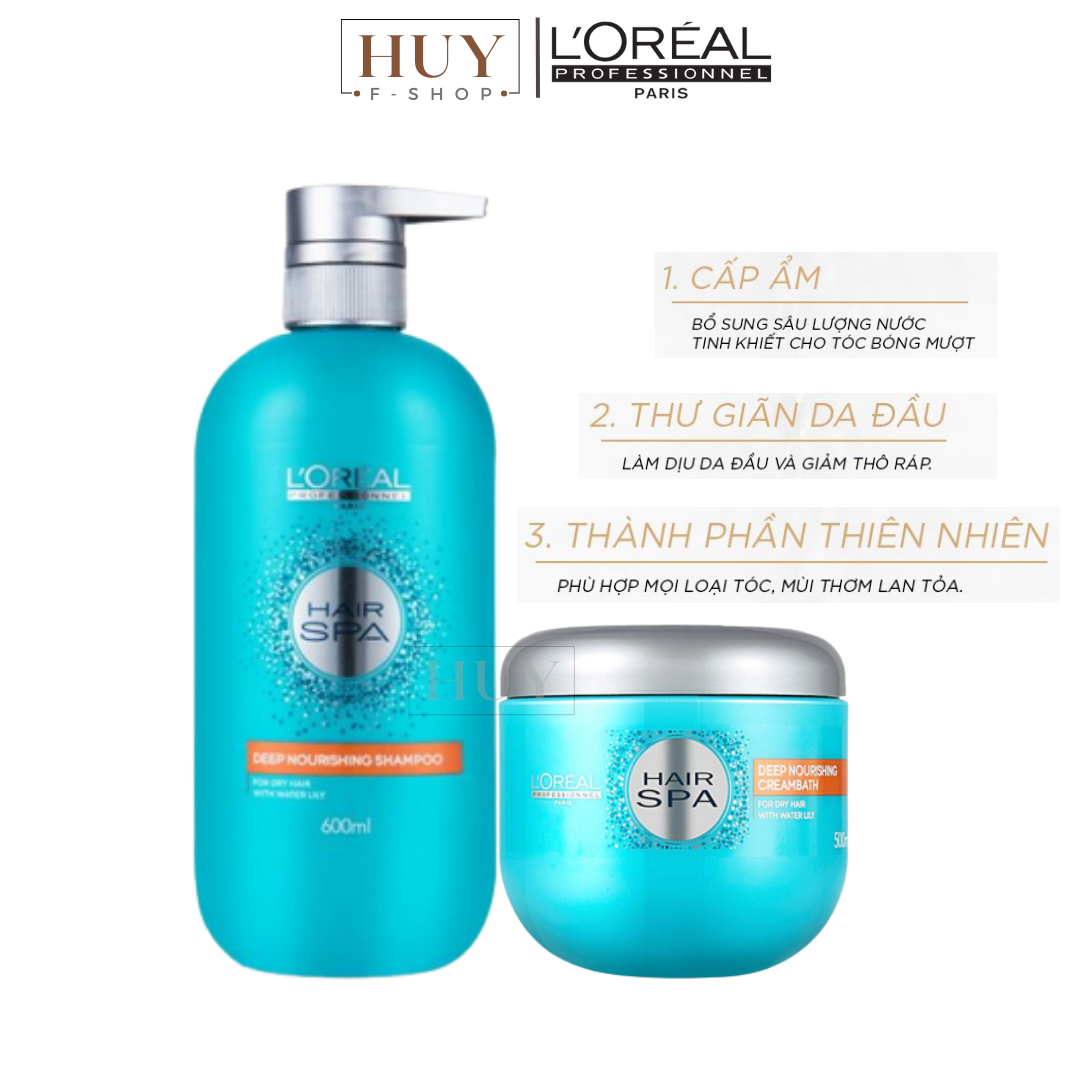 Dầu gội và kem hấp dưỡng tóc suôn mượt loreal hair spa deep nourishing 500ml / 600ml / 1000ml