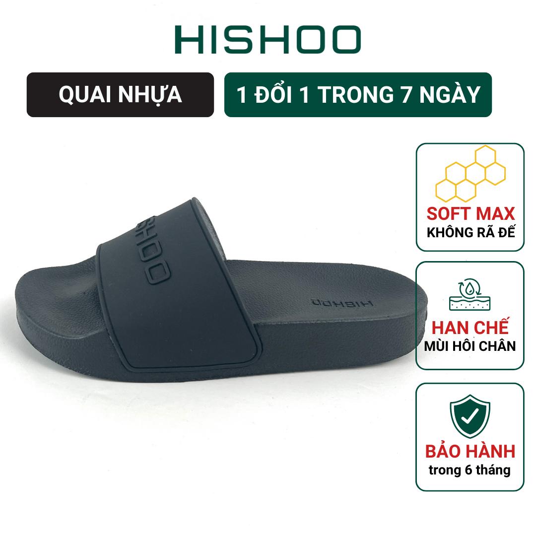 Dép quai ngang slipper Đen quai nhựa trẻ em cao cấp nam, nữ HISHOO siêu nhẹ thời trang size 37-45 N666