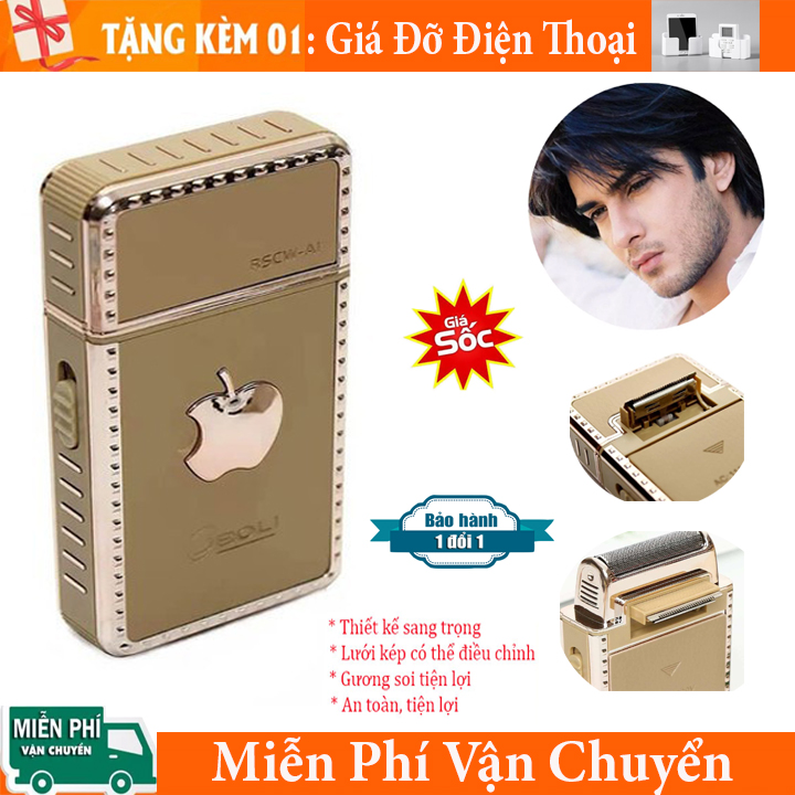 Máy cạo râu, máy cạo râu nam - dụng cụ cạo râu đa năng đẳng cấp phái mạnh RSCW-A1 - Tặng kèm bộ lưỡi thay thế kiểu dáng iphone logo hình quả táo , nhỏ gọn, tinh tế, có gương soi