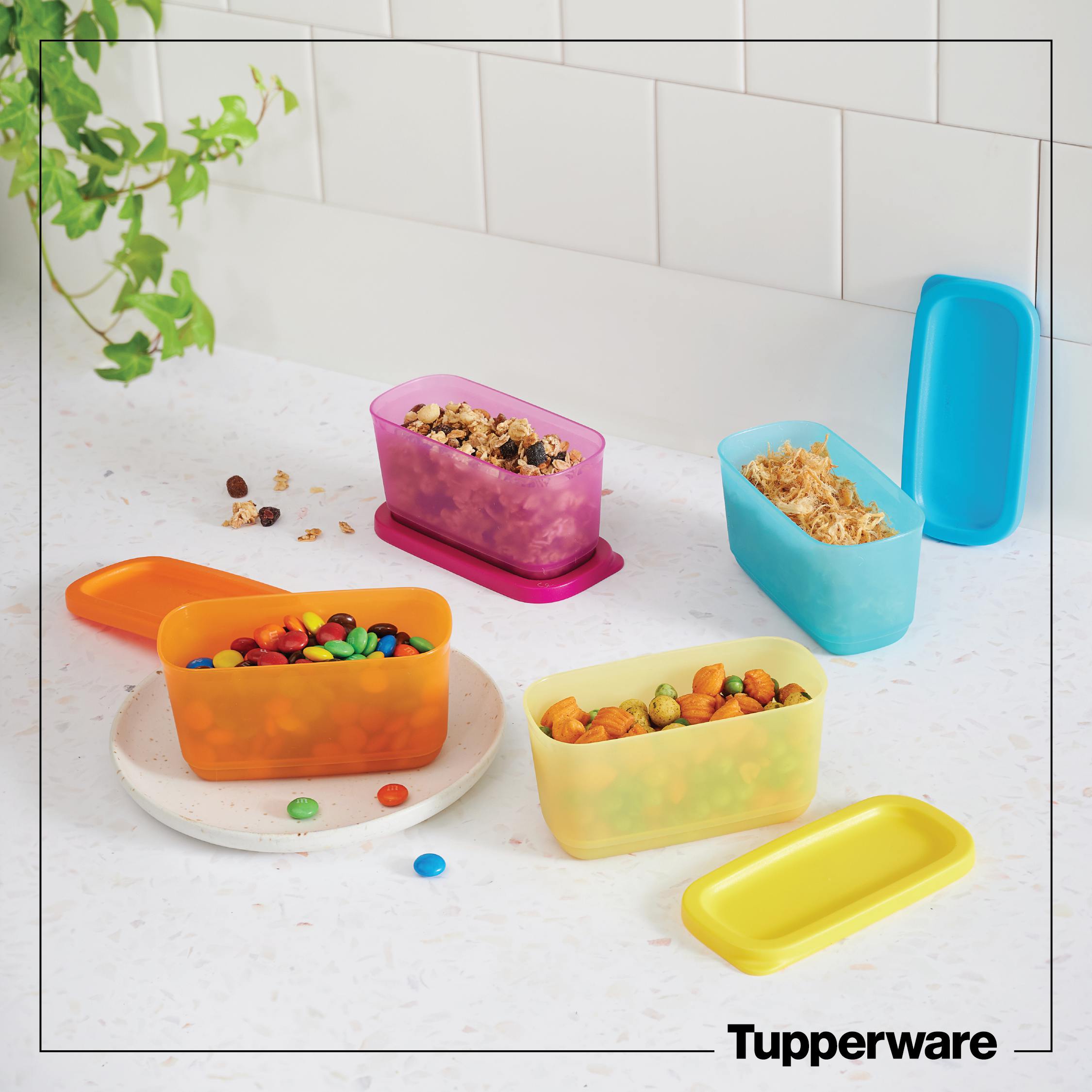 Bộ hộp Mini Rectangular 250ML Tupperware (4 hộp), hộp chữ nhật kín nước, kín khí, màu đẹp