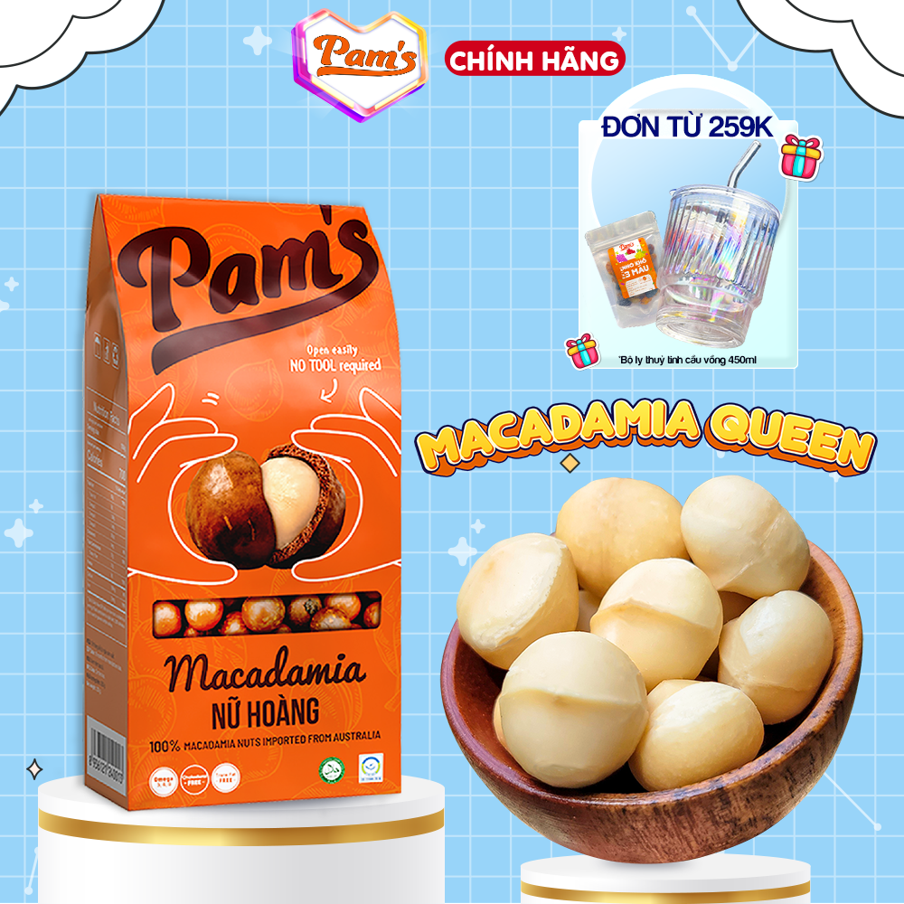 Hạt Macca nữ hoàng cao cấp Pams 250g/hộp - Mắc ca tách tay đơn giản, size Jumbo, hạt to dày cơm