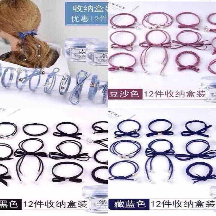 [HỘP 12 DÂY] THUN  CHUN BUỘC TÓC NỮ HÀN QUỐC CỰC XINH