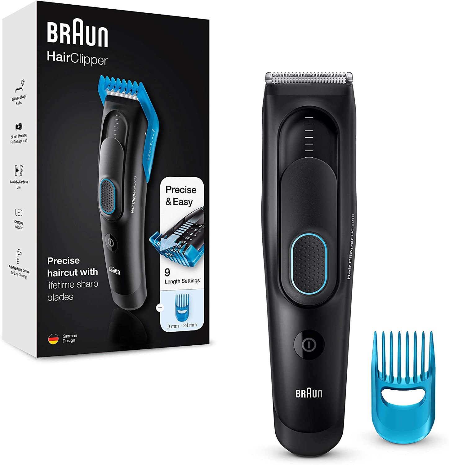 Tông đơ cắt tóc Braun HC5010 - Braun Ultimate Hair Cutting Experience in 9 Lengths