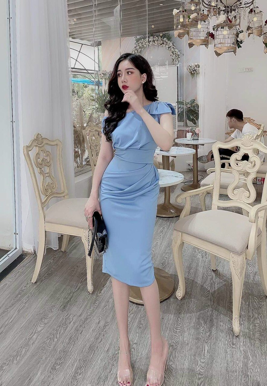 Đầm body nơ vai-THH#damnu