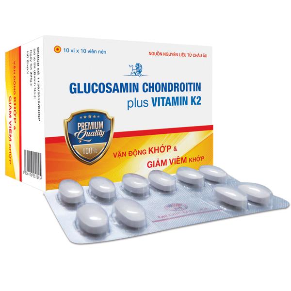 Thực phẩm tăng cường vận động khớp và giảm viêm khớp - Glucosamin Chondroitin Plus Vitamin K2 MDP- Hộp 100 viên nén