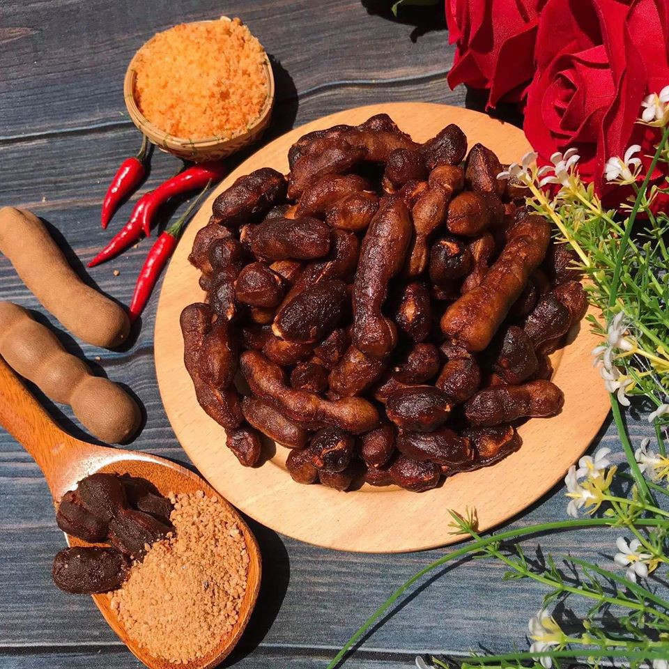 500gr me lào tách vỏ sấy kèm muối ớt