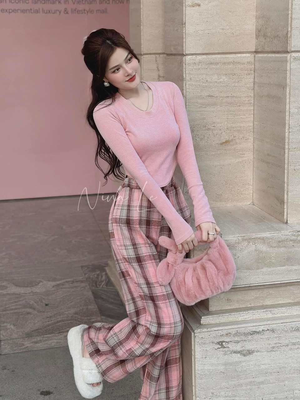 Set đồ nữ áo form ôm quần ống suông cao cấp d25