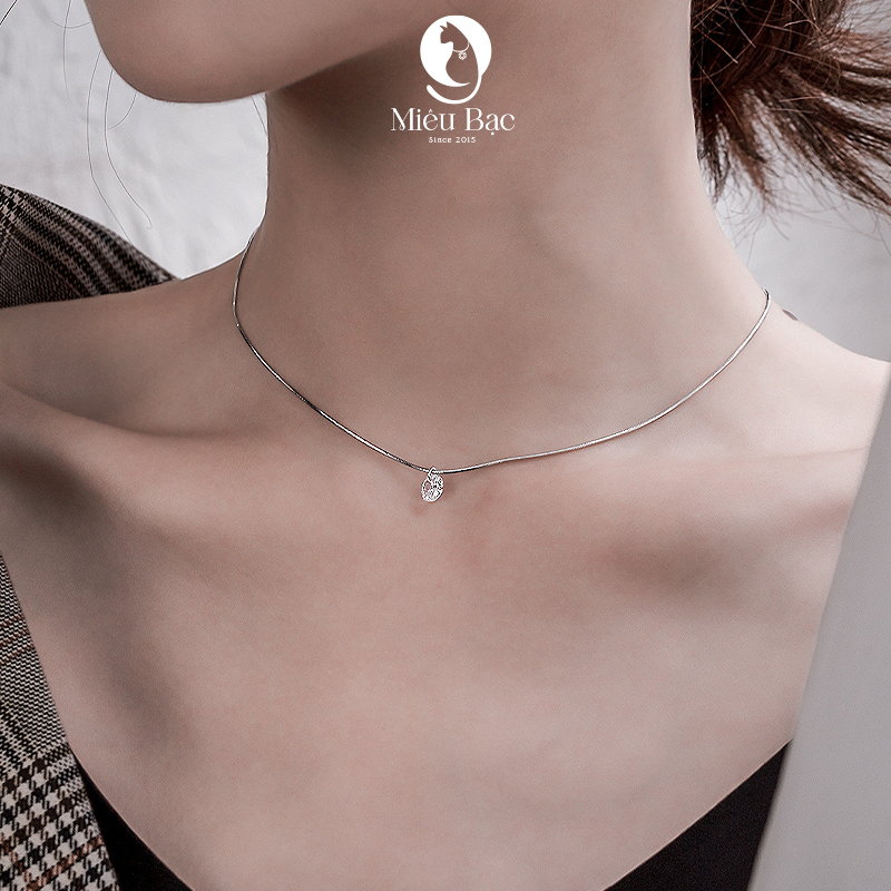 Dây chuyền bạc nữ Miêu Bạc đá pha lê chất liệu bạc 925 phụ kiện trang sức nữ D400356x