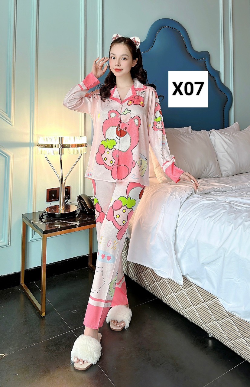 FREESHIP- Đồ bộ nữ pijama Lụa Xước ánh kim(40-60kg) tay dài quần dài X05-X10