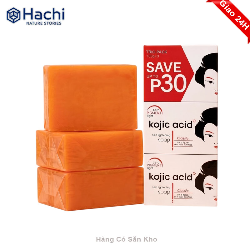 Premium Xà Phòng Kojic Acid 100g x 3 - Hỗ Trợ Làm Mờ Thâm, Dưỡng Sáng Da, Làm Sạch Dịu Nhẹ Cho Mọi Loại Da