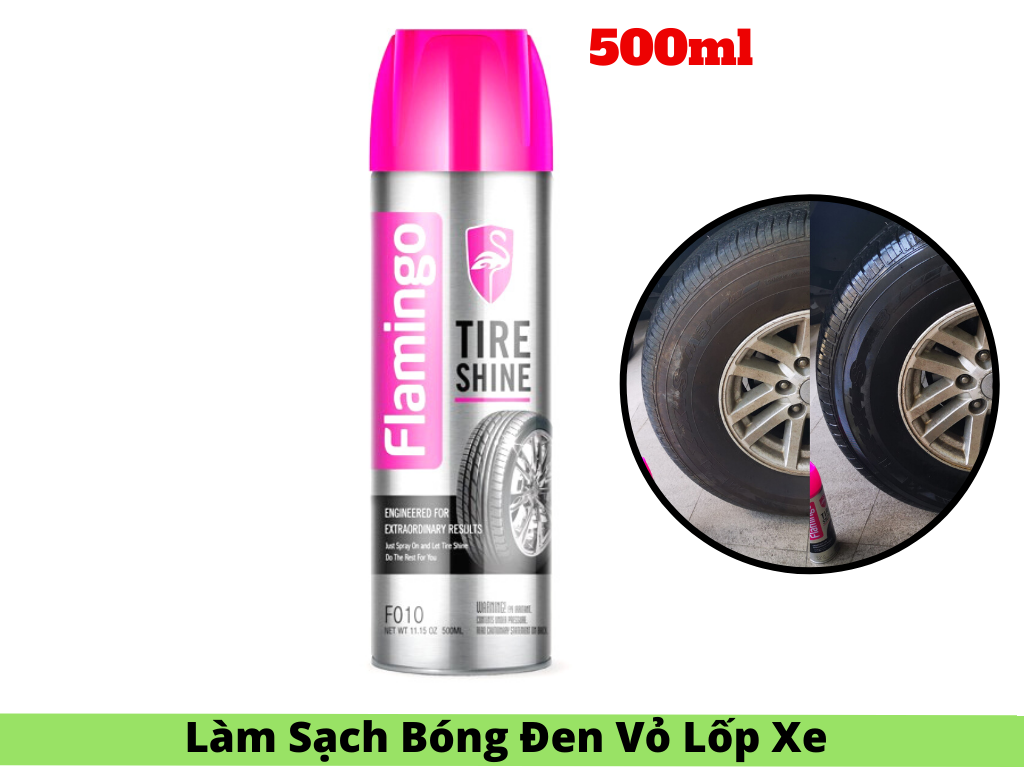 Dung dịch Làm Bóng Đen Lốp Xe ,Tẩy Sạch Vết Bẩn Lốp Flamingo Tire Shine F010 500ml