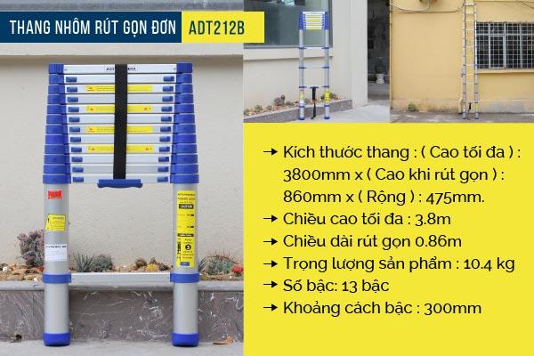 Thang nhôm rút gọn đơn Advindeq ADT212B