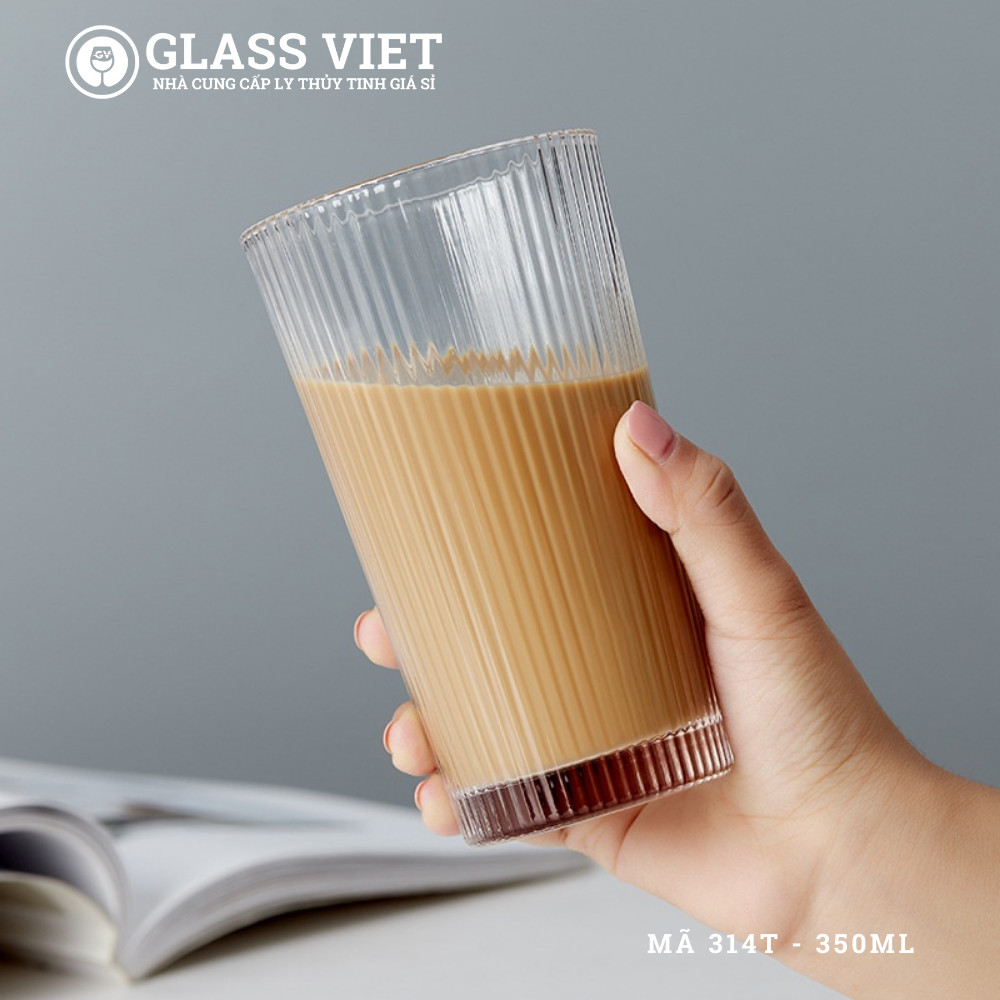 Ly thủy tinh sọc tăm 350ml - 314t