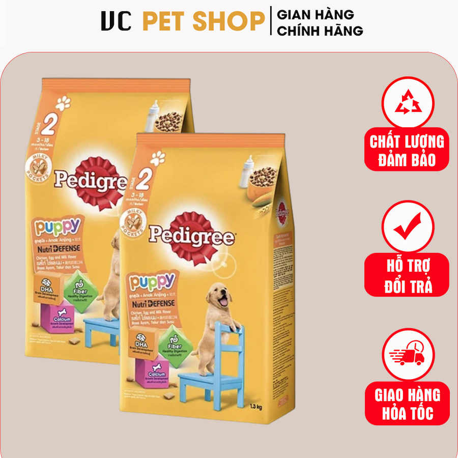 Hạt pedigree Chó Con 1,3Kg - Thức Ăn Cho Chó Con Pedigree Vị Gà, Trứng Và Sữa