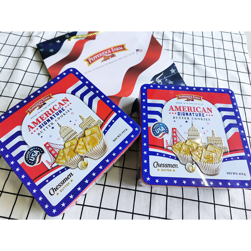 (Tặng Túi Xách) Bánh Quy Bơ Pepperidge Farm American Signature Hộp Thiếc 412g B118 - BeeGin Food Store