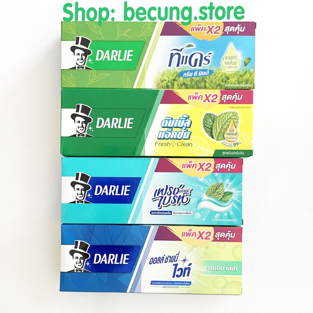 Hộp 2 tuýp kem đánh răng ông tây đen darlie thái lan - 140gr, 160gr.