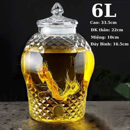 Bình ngâm sâm thủy tinh 8833 6 lít