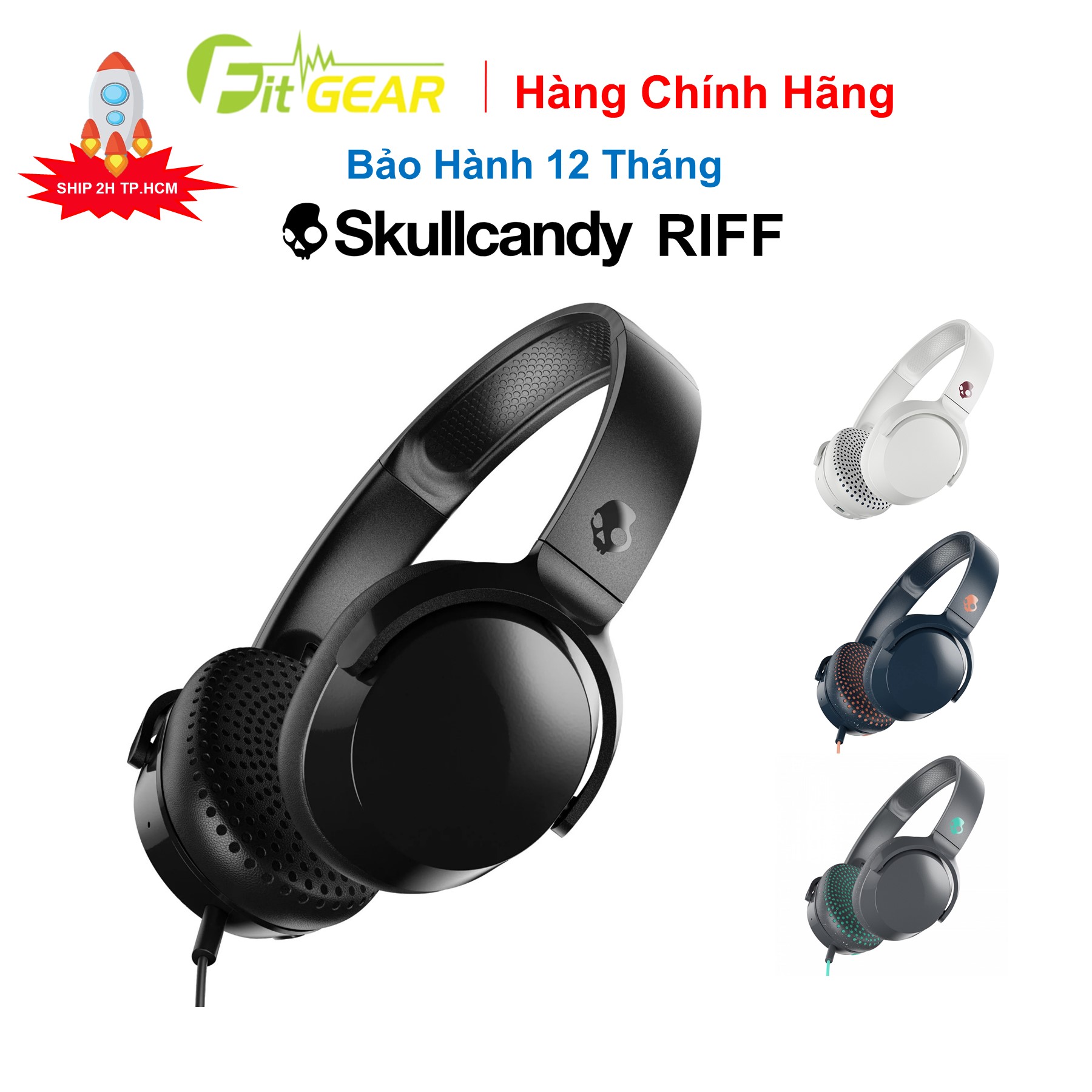 Tai nghe chụp tai skullcandy riff có dây - bảo hành chính hãng 12 tháng