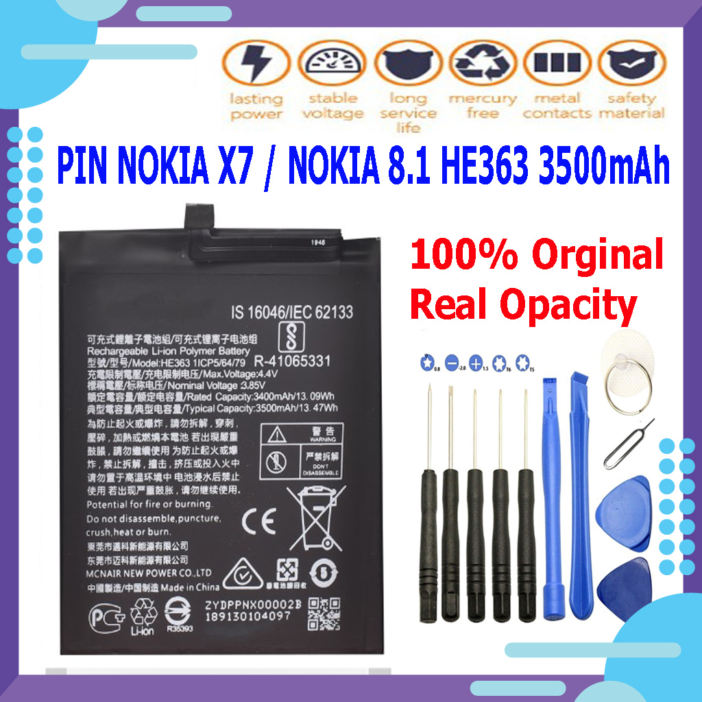 Pin nokia x7 2018 / nokia 8.1 he363 3500mah - tặng kèm bộ tháo mở