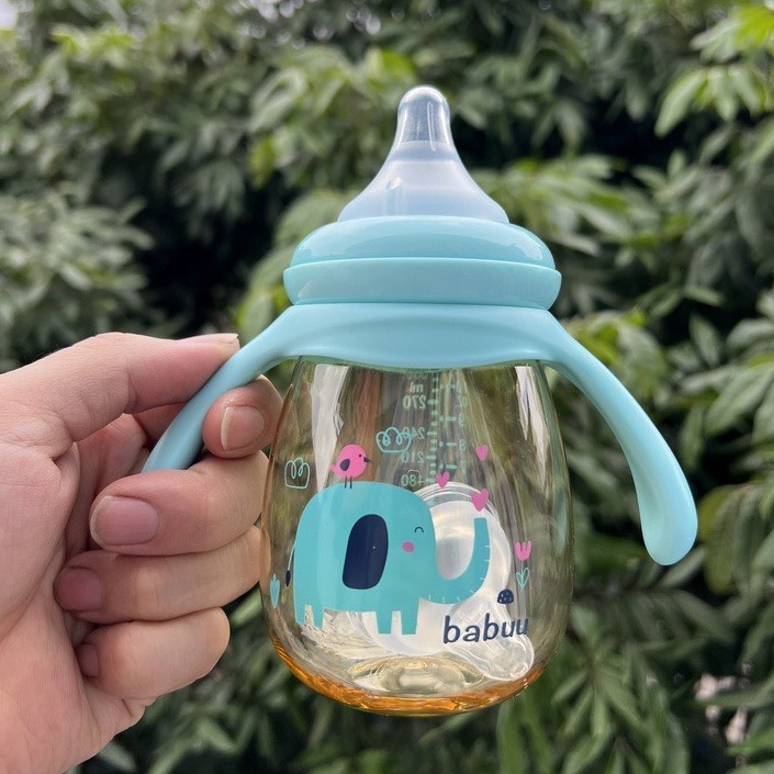 (Tặng 1 núm siêu mềm) Bình sữa Babuu cổ rộng PPSU cao cấp (Bình vương miện)