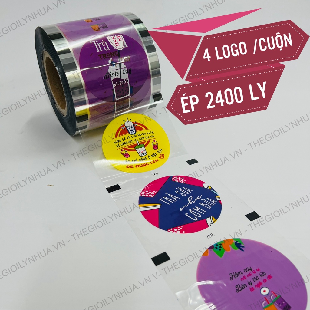 Màng dập cốc nhựa, cuộn màng ép ly, màng ép ly trà sữa, cuộn màng dập cốc mẫu 789 ép 2400 ly
