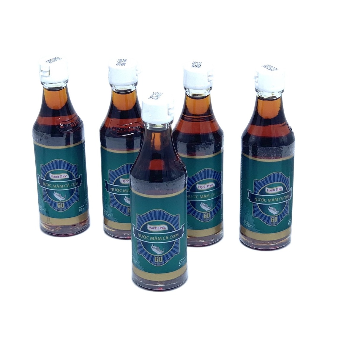 (Combo 5 chai 50ml) Nước mắm Hạnh Phúc 60 độ đạm - nước mắm cá cơm Phú Quốc dành cho Khách ăn thử.