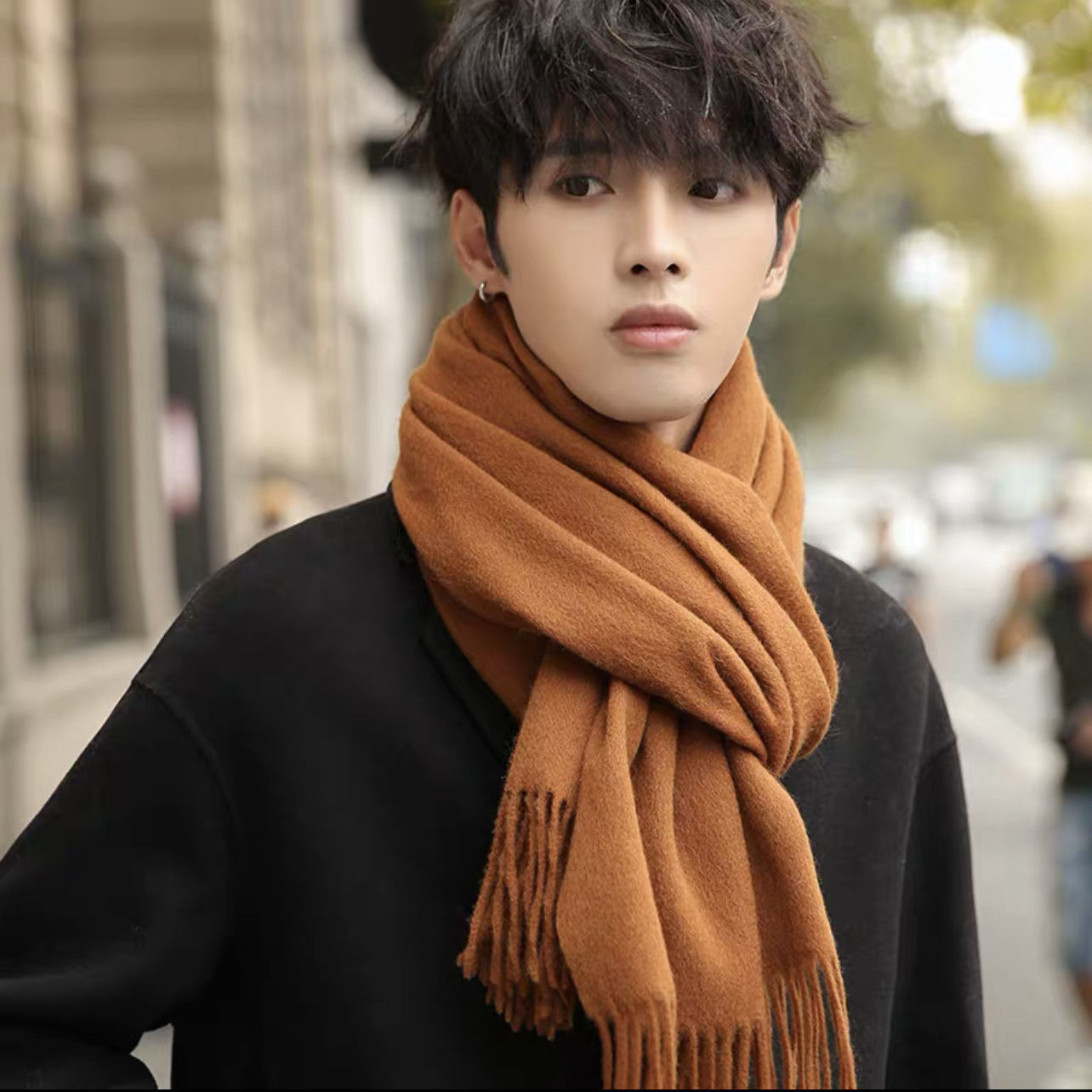 Khăn quàng cổ nam nữ màu trơn cực mịn, ấm áp cashmere khăn len cao cấp