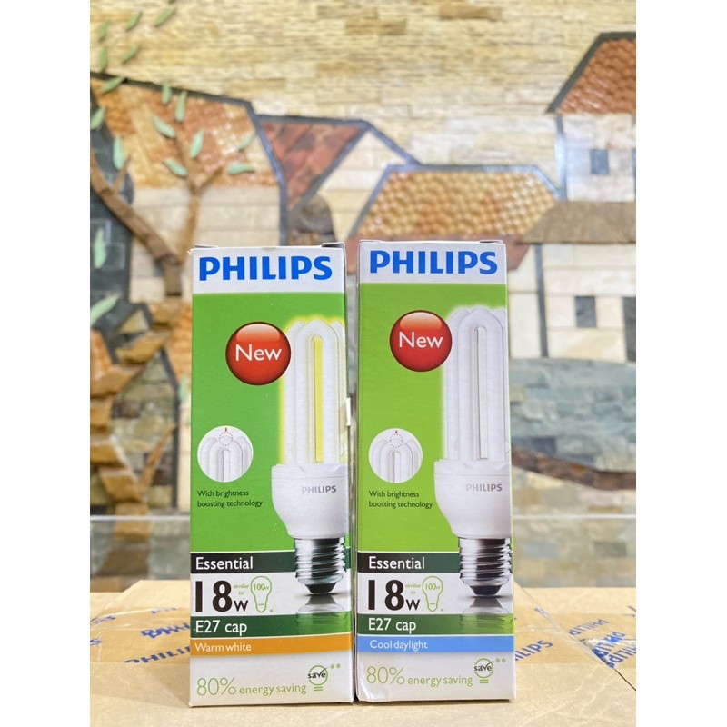 Bóng đèn compact 3u-18w essential philips chính hãng