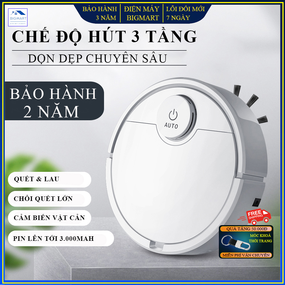 Robot hut bụi lau nhà tích hợp 2 trong 1, hỗ trợ cảm biến vật cản, robot hút bụi thế hệ mới siêu mạnh mẽ, bảo hành 2 năm, lỗi 1 đổi 1 trong vòng 7 ngày