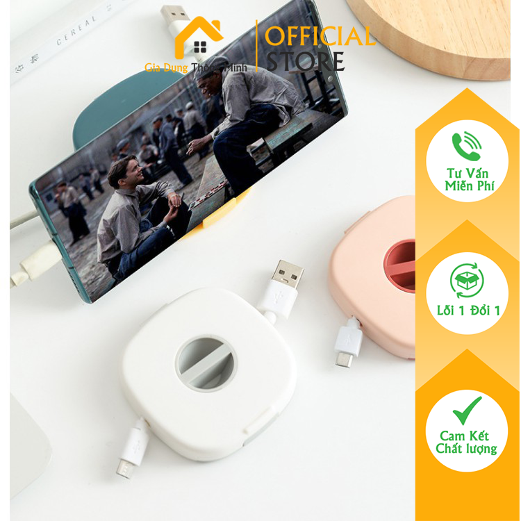 Hộp đựng cuốn tai nghe dây cáp sạc đa năng - dụng cụ thu gọn dây sạc kê điện thoại xem phim