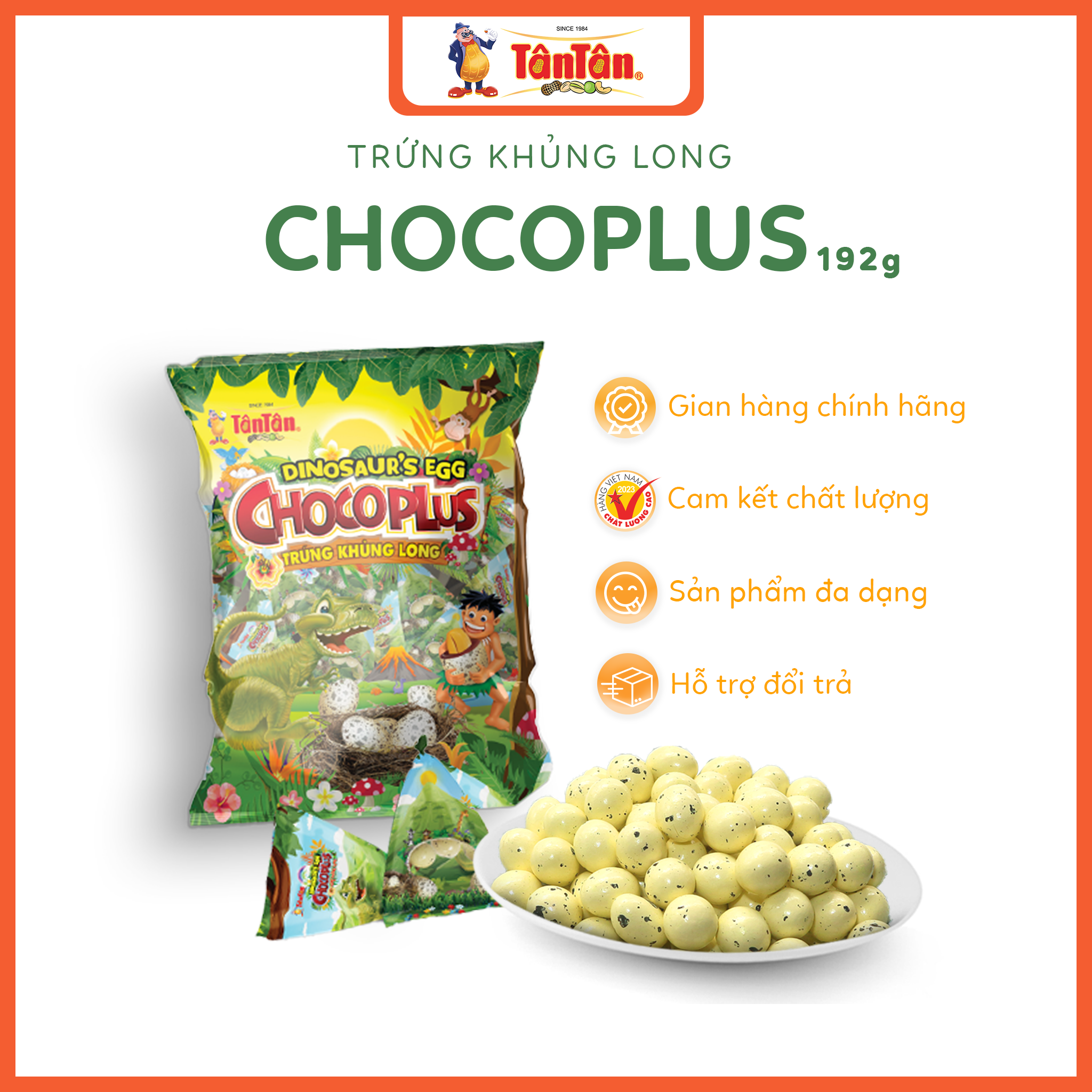 Đậu phộng Chocoplus trứng khủng long Tân Tân