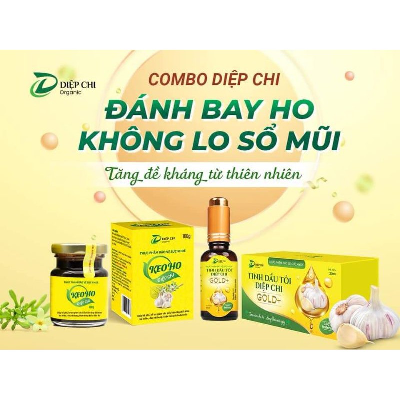Combo Dầu Tỏi + Keo Ho Diệp Chi Gold - Tăng sức đề kháng, hệ miễn dịch, chẳng lo cảm cúm, Xông mũi họng hiệu quả - Giảm Ho, rát họng