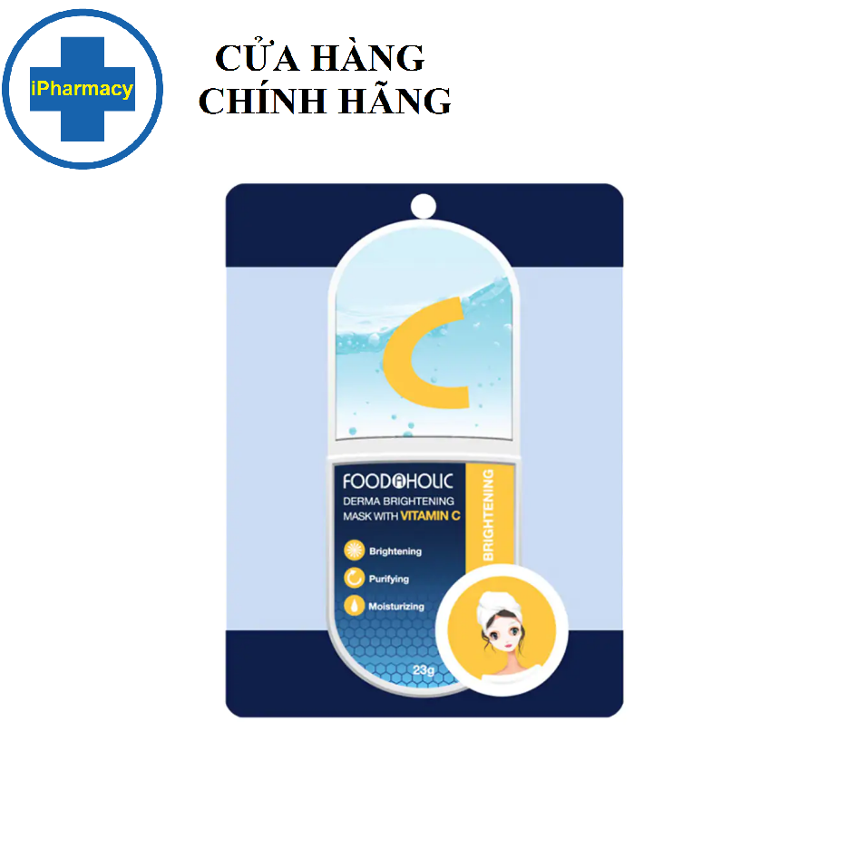 Mặt nạ foodaholic chiết xuất vitamin c dưỡng sáng da 23g derma brightening mask with vitamin c