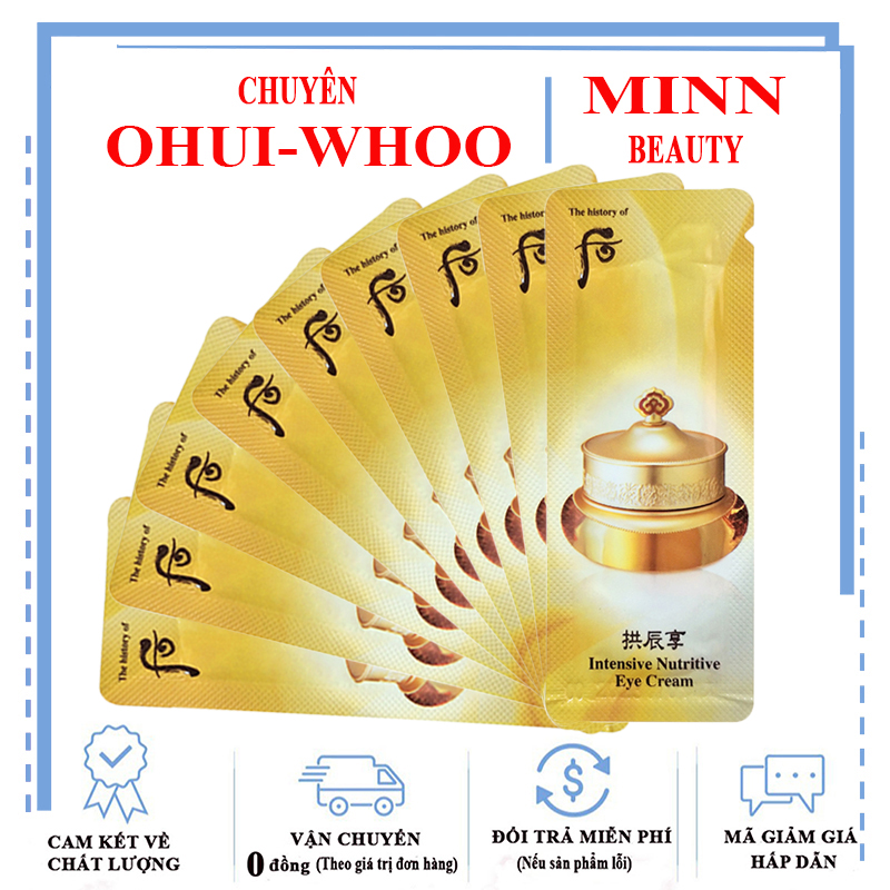 Combo 30 gói sample kem dưỡng mắt xoá mờ vết chân chim, nếp nhăn whoo intensive nutritive eye cream 1ml x 30