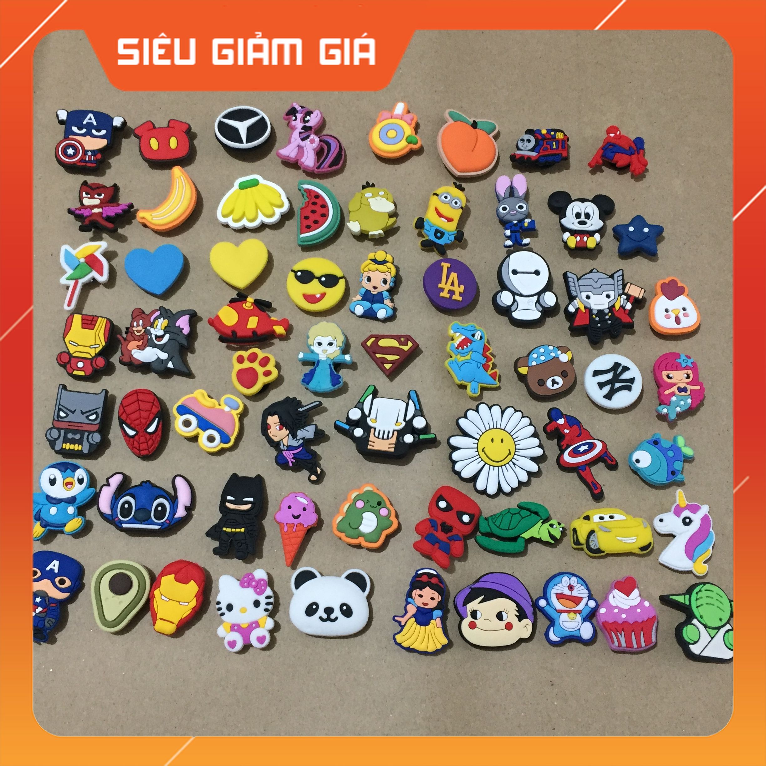 Combo 12 cái jitbitz 2d - jitbit 2d - gắn dép sục- gắn dép crocs - gắn dép cá sấu - sticker 2d
