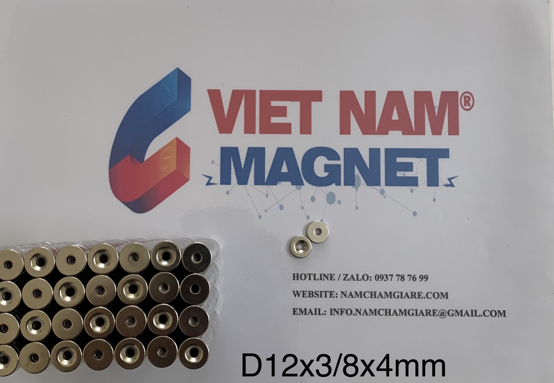 Nam châm đất hiếm 12x3mm lỗ vát M3 tiện ích