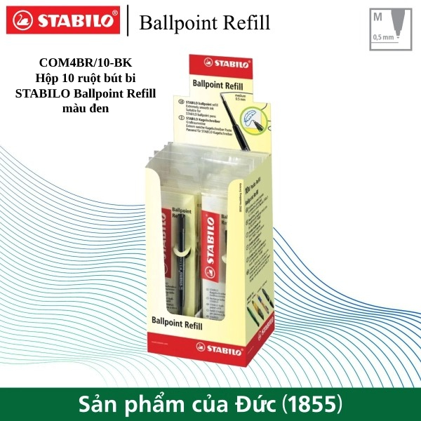 Hộp 10 ruột bút bi stabilo ballpoint refill com4br