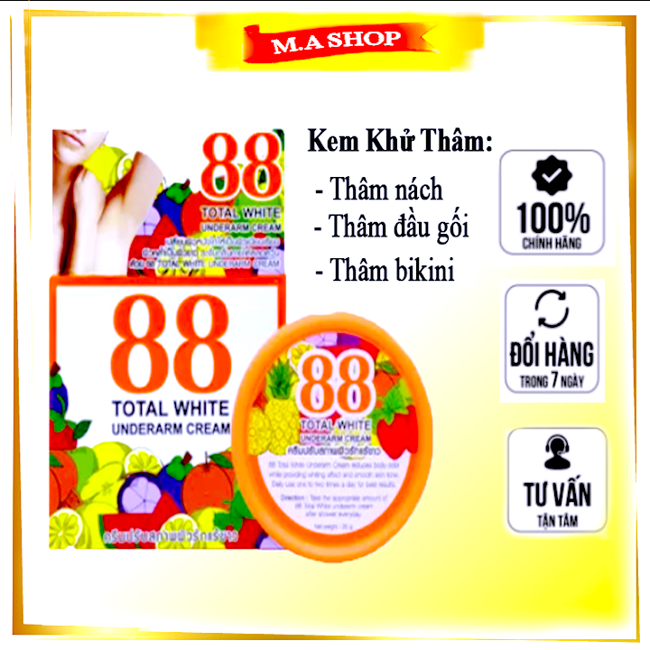 Kem 88 giảm thâm nách, khử thâm bikini dưỡng khuỷ tay chân Total White Underarm Cream Thái Lan (35g)