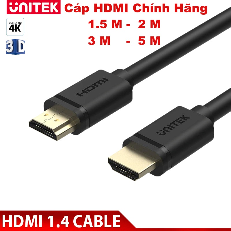 Cáp hdmi to hdmi unitek full hd - ultra 4k ✨1m5 - 2m - 3m - 5m✨ chính hãng unitek, full box, bảo hành 12 tháng